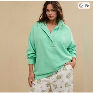 Aerie Getaway Oversized Quarter Snap Sweatshirt